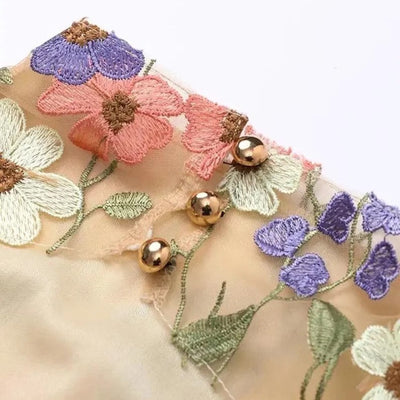 Avencea Mini Dress with Sheer Look and Floral Applications