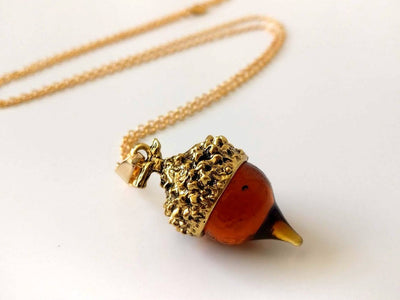 Gold Acorn Charm Necklace