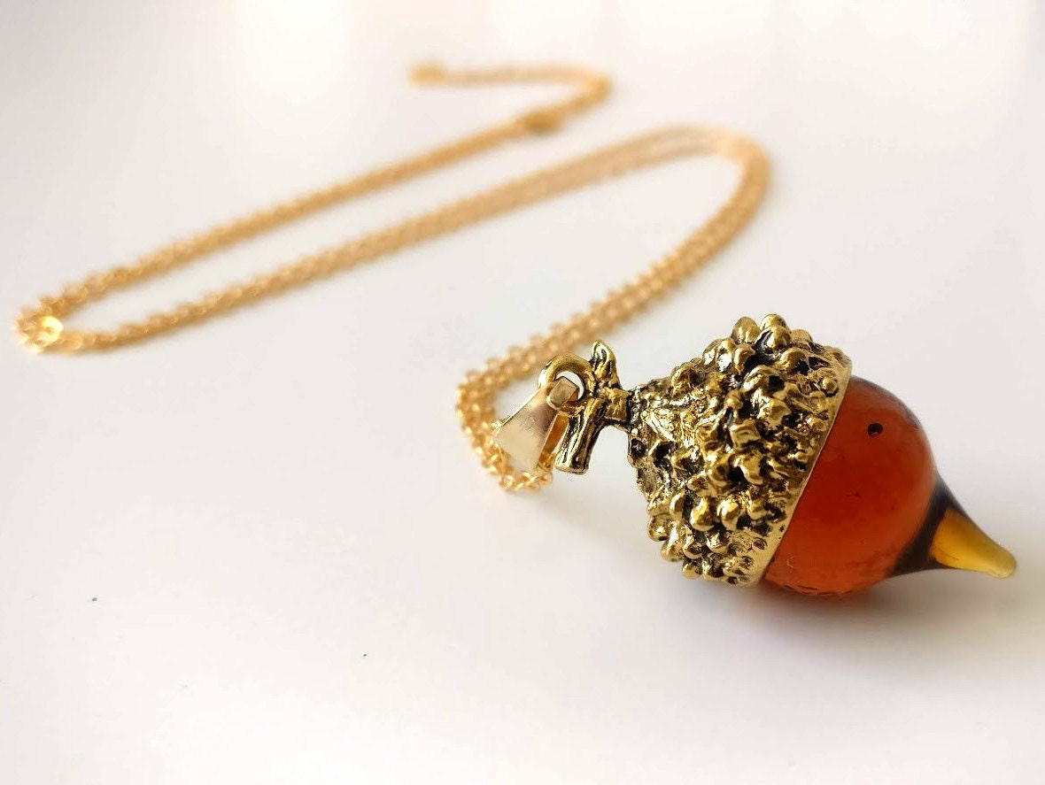 Gold Acorn Charm Necklace