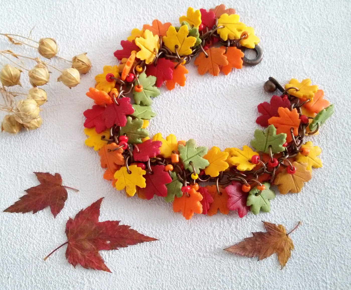 Autumn Maple Leaf Charm Bracelet