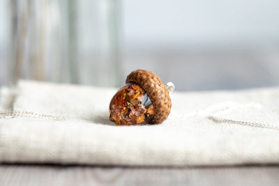 Real Acorn Silver Necklace