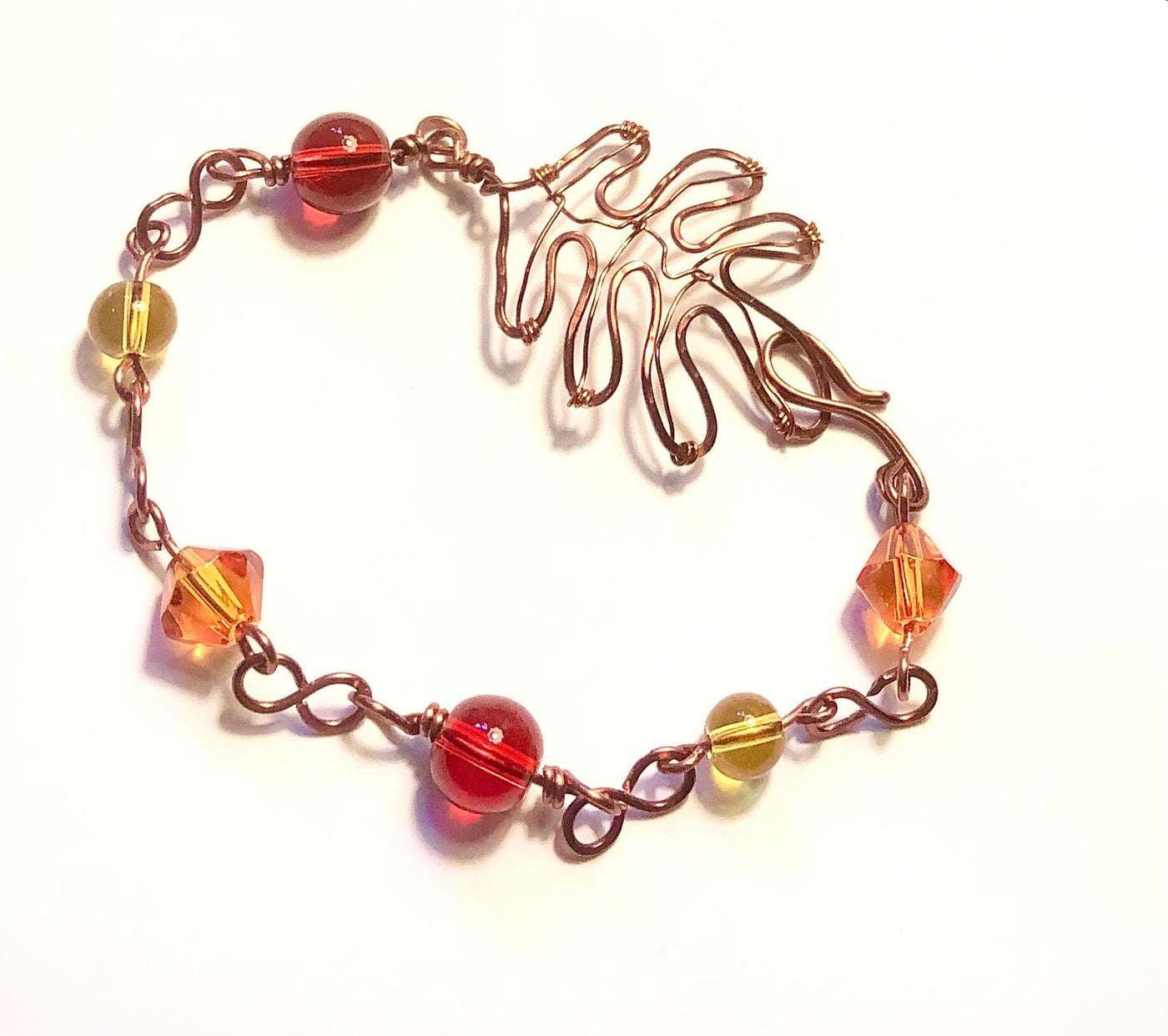 Copper Oak Leaf Clasp Bracelet