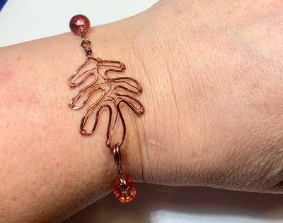 Copper Oak Leaf Clasp Bracelet