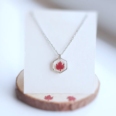 Real Maple Leaf Resin Necklace