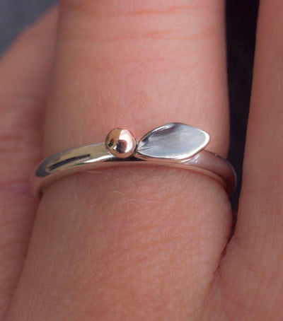 Leaf Ring in Sterling Silver and Copper