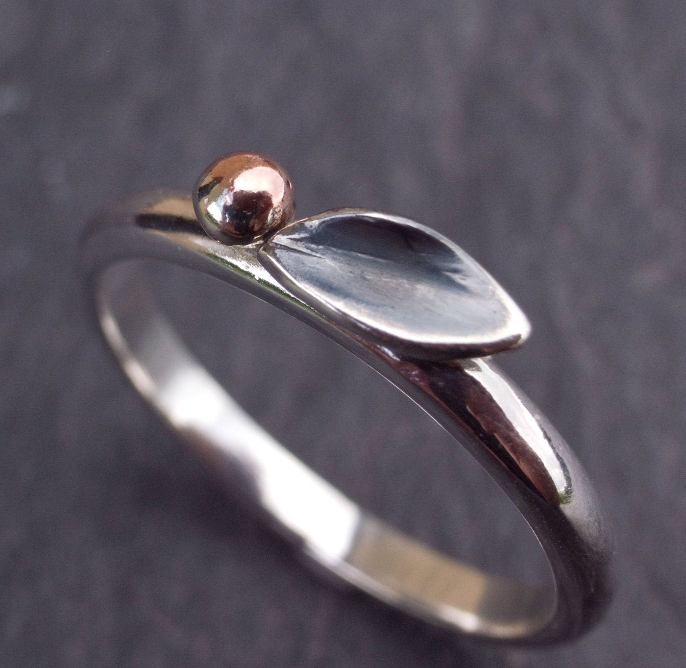 Leaf Ring in Sterling Silver and Copper