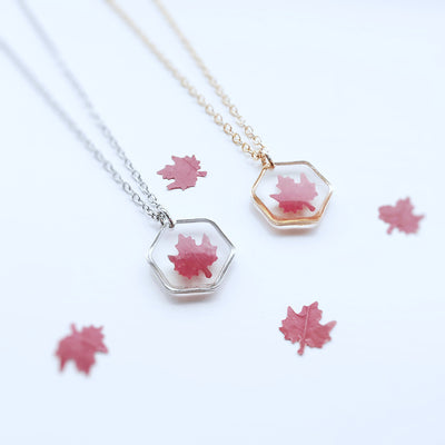 Real Maple Leaf Resin Necklace