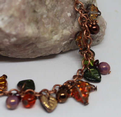 Leaf Berry Charm Beaded Bracelet
