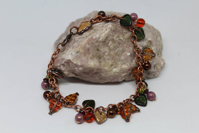 Leaf Berry Charm Beaded Bracelet