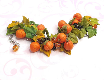 Halloween Pumpkin Bracelet & Earrings Set