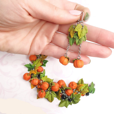 Halloween Pumpkin Bracelet & Earrings Set