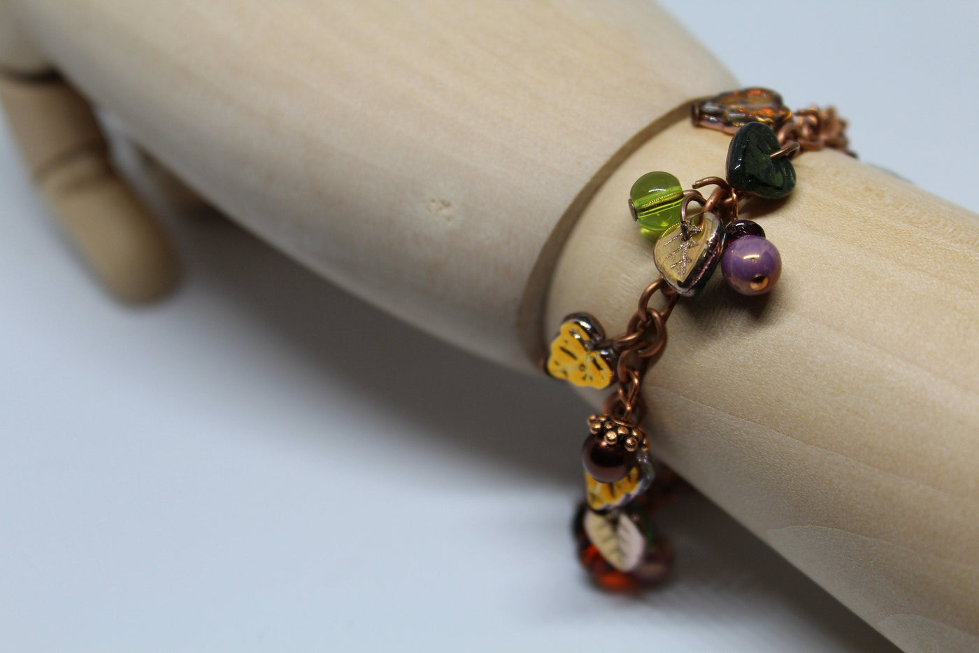 Leaf Berry Charm Beaded Bracelet