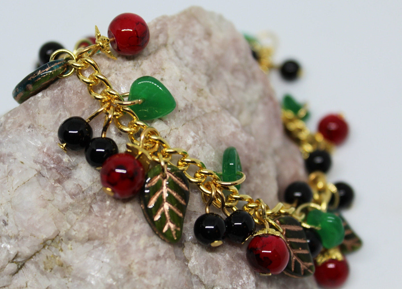 Berries Leaves Copper Beaded Bracelet