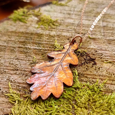 Handcrafted Copper Oak Leaf Necklace