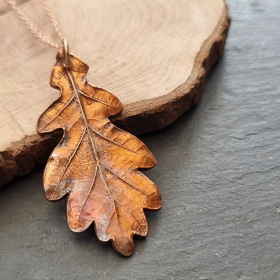 Handcrafted Copper Oak Leaf Necklace