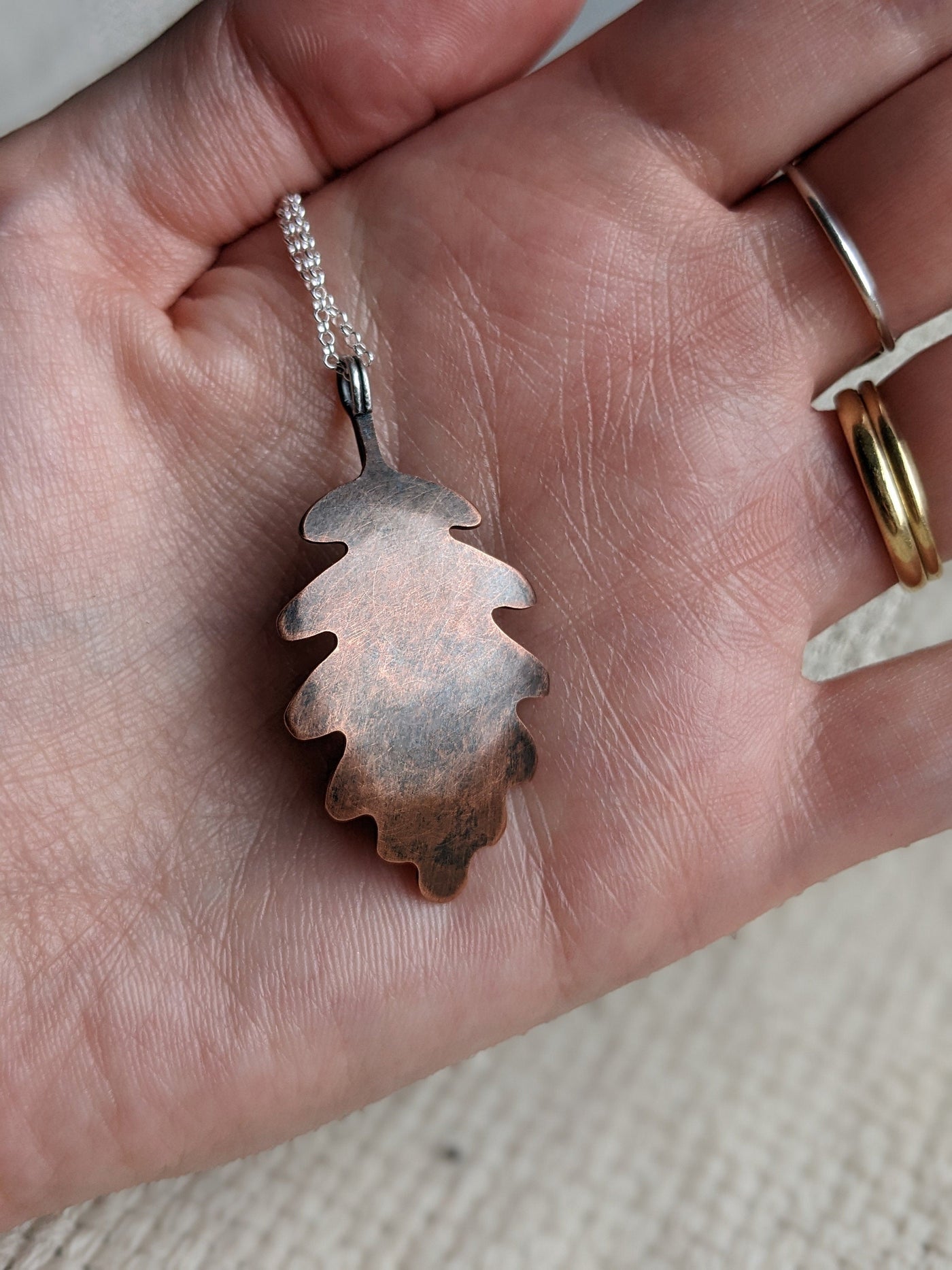 Handmade Copper Oak Leaf Necklace