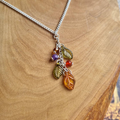 Autumn Leaf Crystal Pendant Necklace