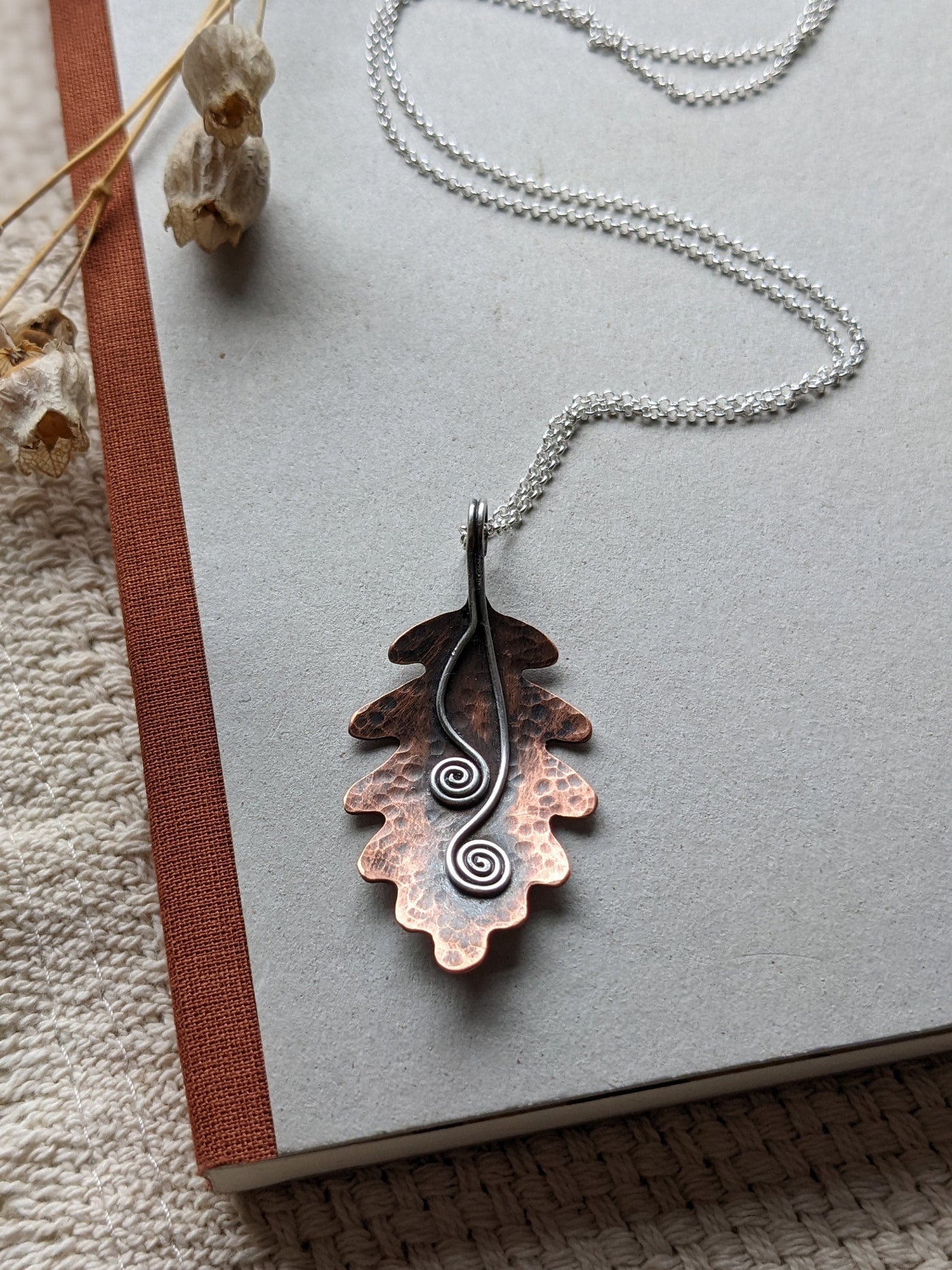 Handmade Copper Oak Leaf Necklace