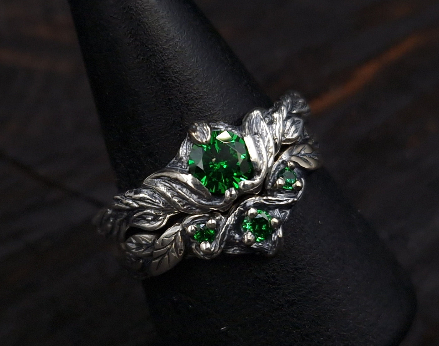 Silver Twig Birthstone Engagement Ring