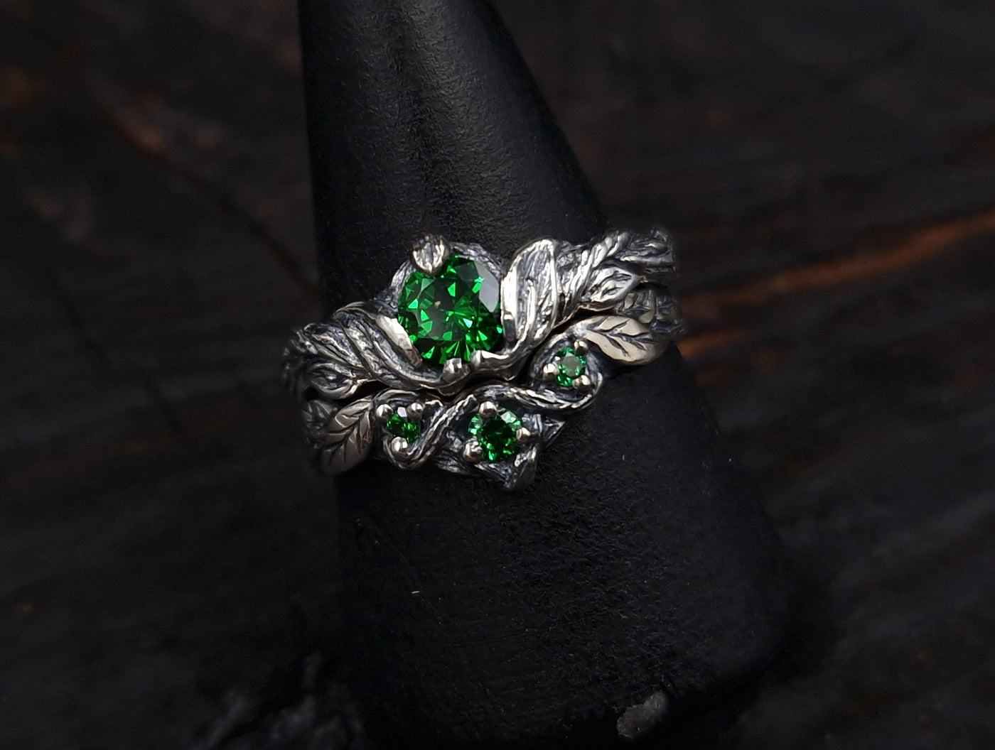 Silver Twig Birthstone Engagement Ring