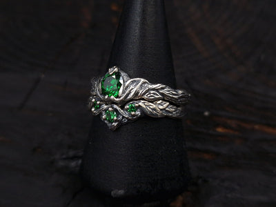 Silver Twig Birthstone Engagement Ring