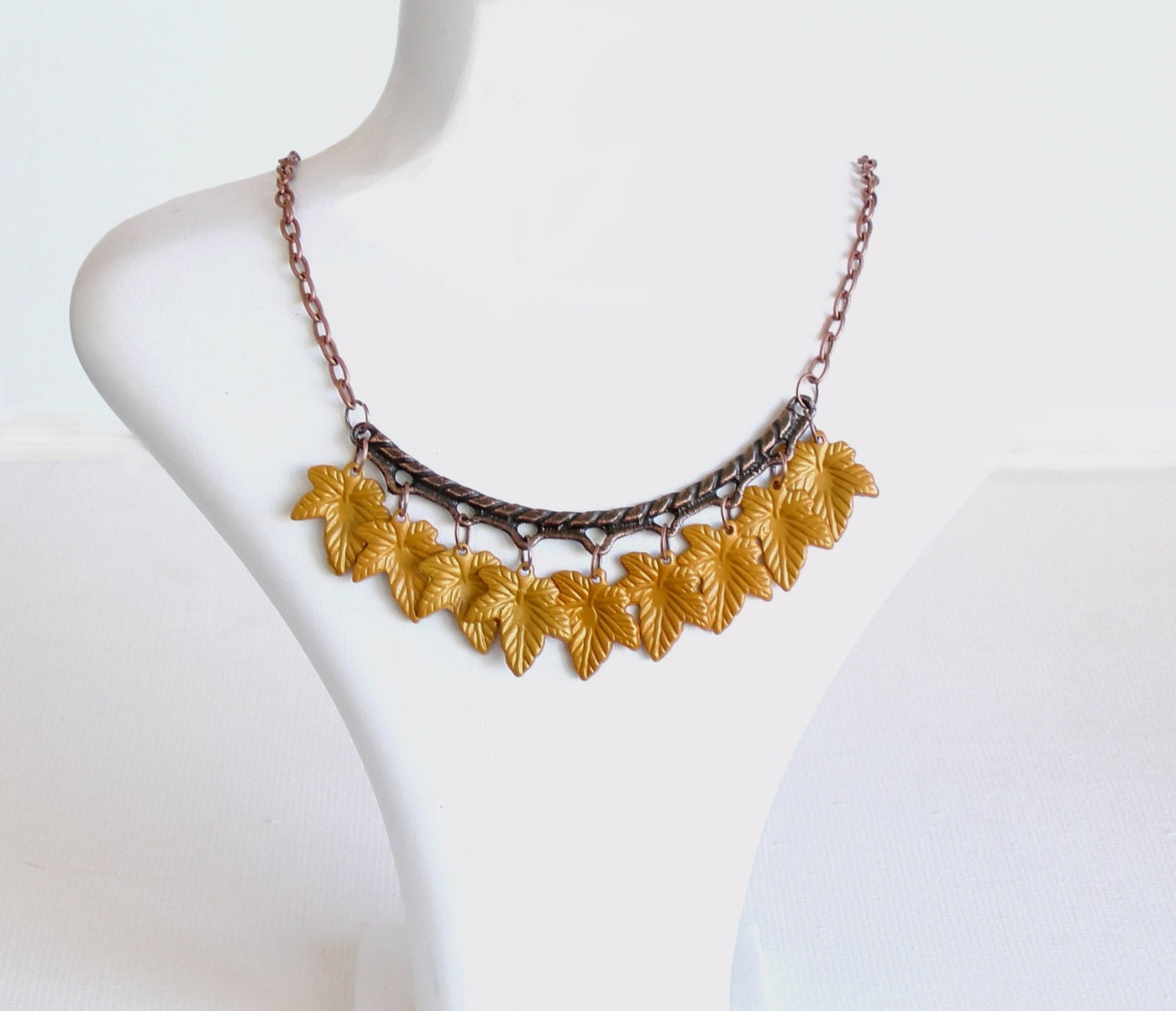 Copper Autumn Leaves Necklace