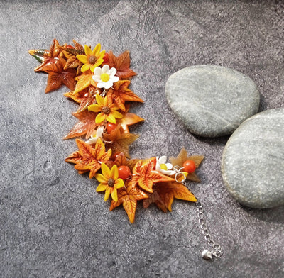 Polymer Clay Maple Leaf Bracelet