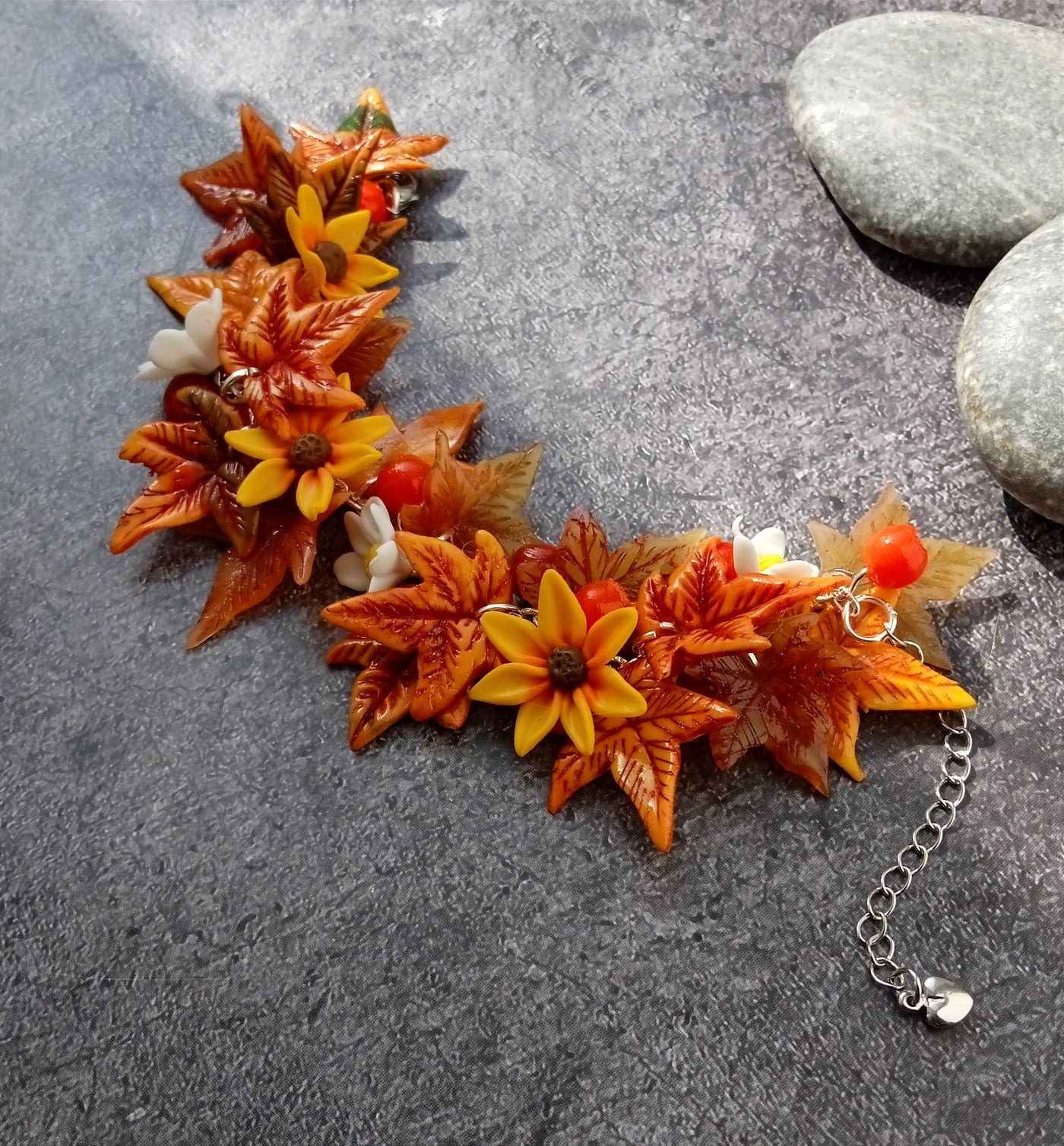 Polymer Clay Maple Leaf Bracelet