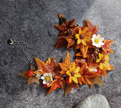Polymer Clay Maple Leaf Bracelet