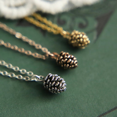 Single Pine Cone Plated Necklace
