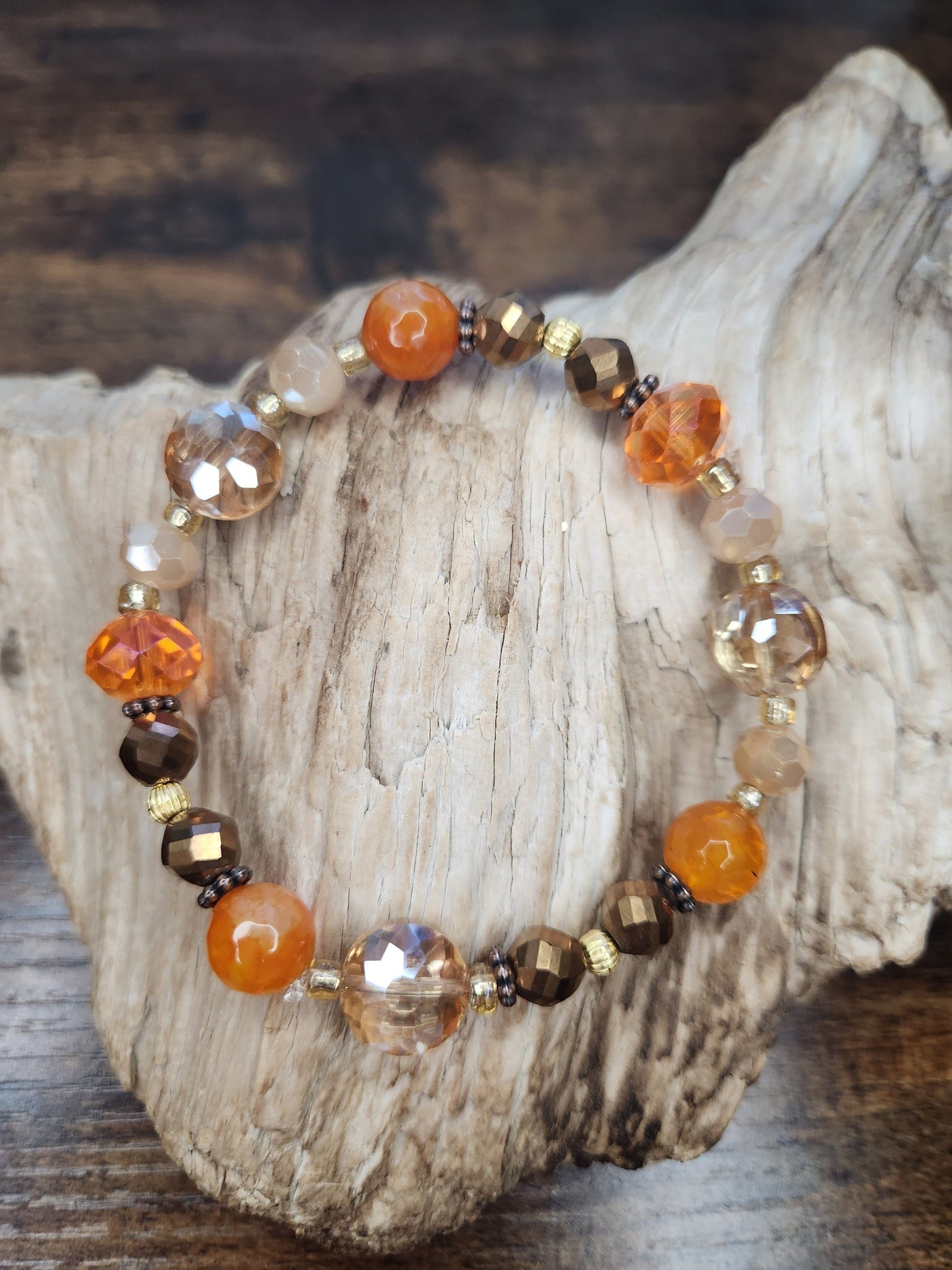 Handmade Orange Glass Beaded Bracelet