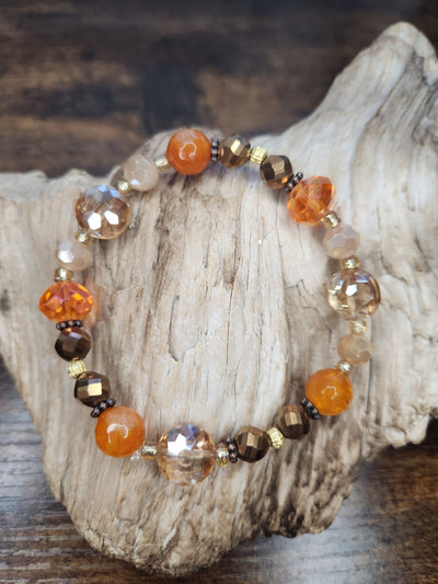 Handmade Orange Glass Beaded Bracelet