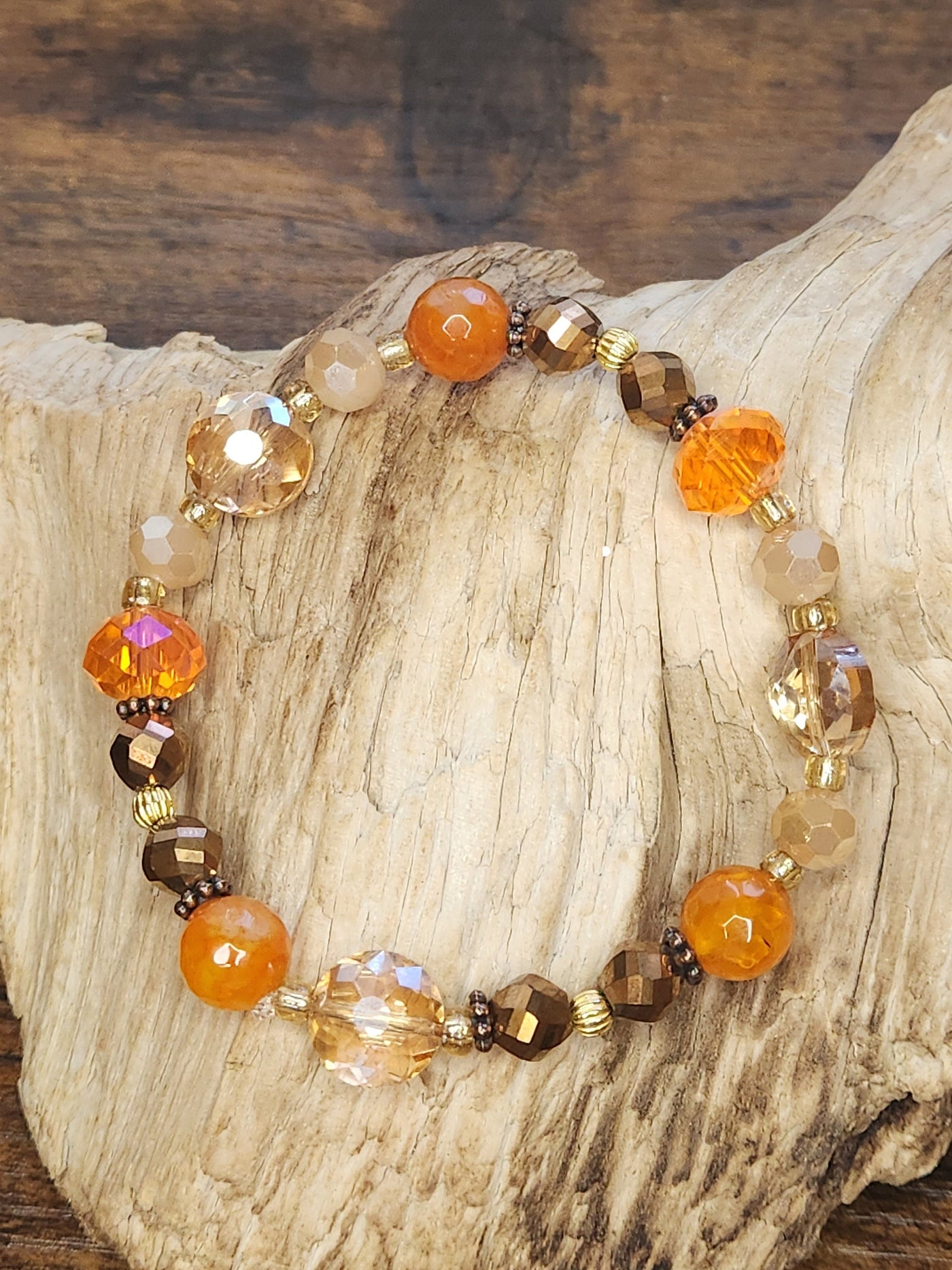Handmade Orange Glass Beaded Bracelet