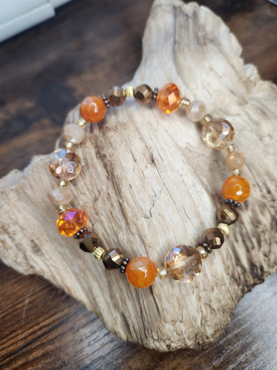 Handmade Orange Glass Beaded Bracelet
