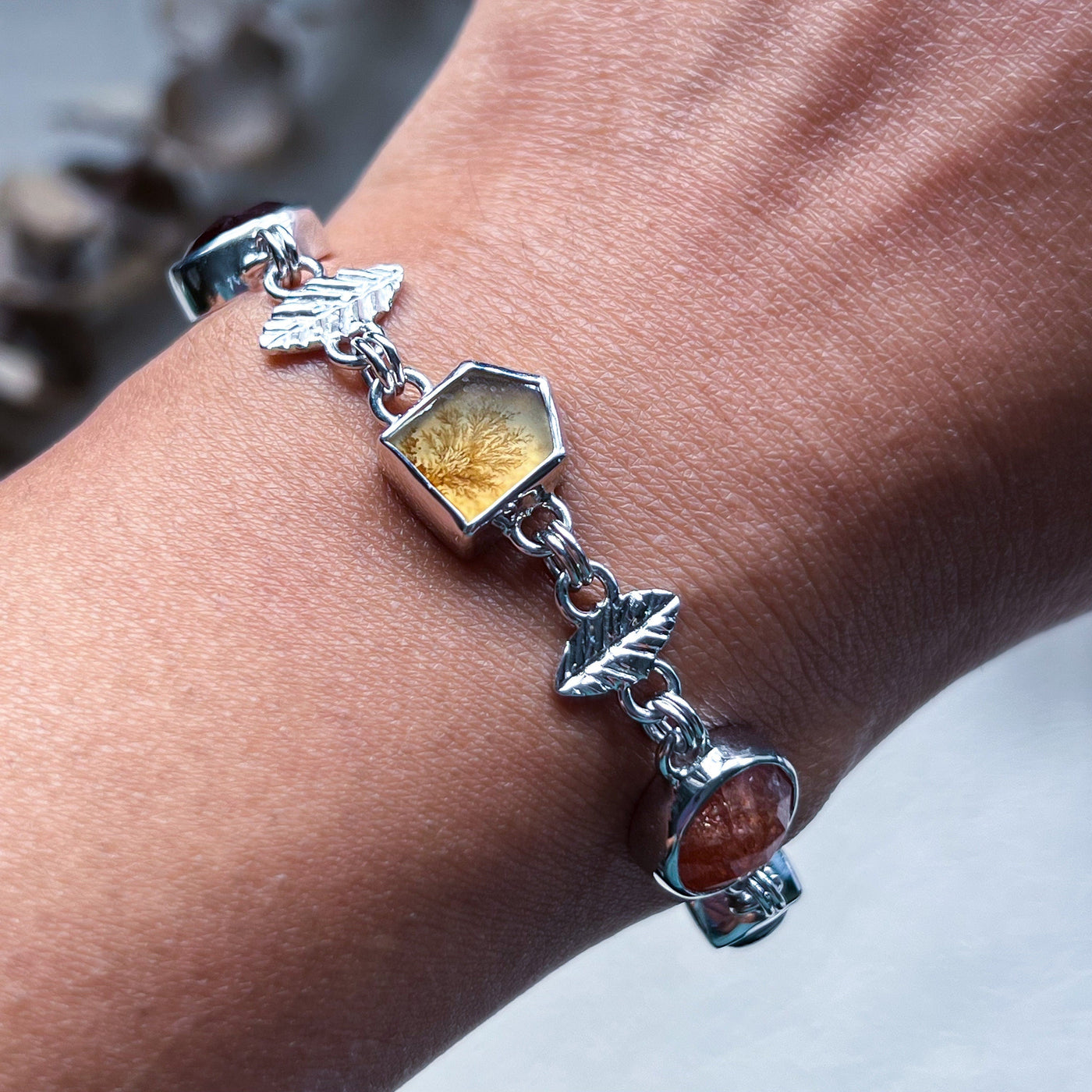 Dendritic Agate Silver Bracelet