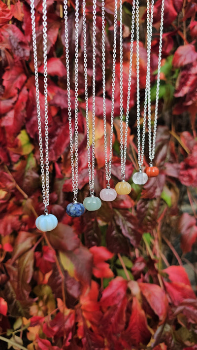 Autumnal Pumpkin Gemstone Necklace
