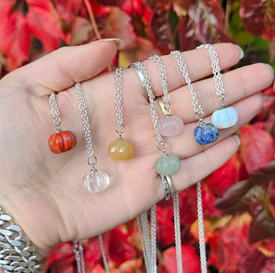 Autumnal Pumpkin Gemstone Necklace