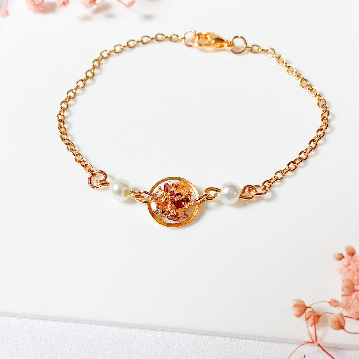 Wildflower Resin Pressed Leaf Bracelet