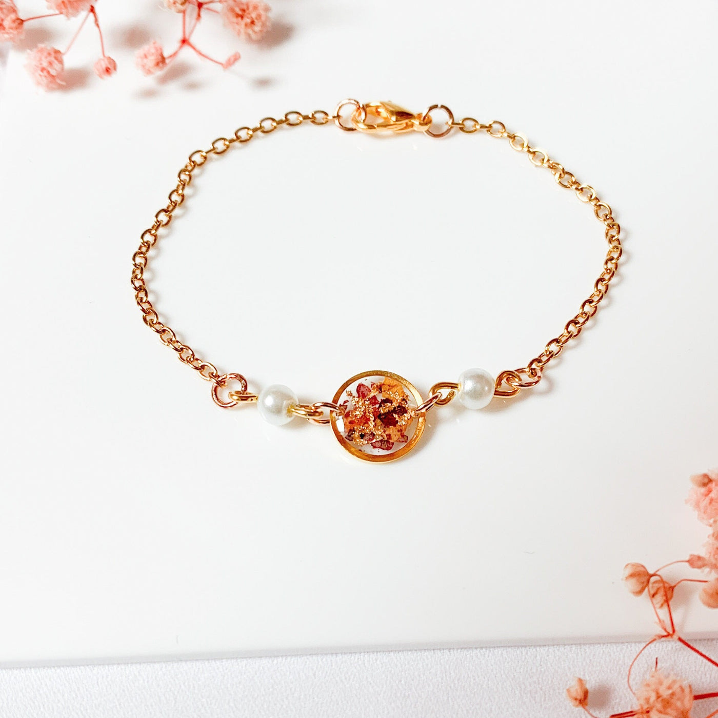 Wildflower Resin Pressed Leaf Bracelet