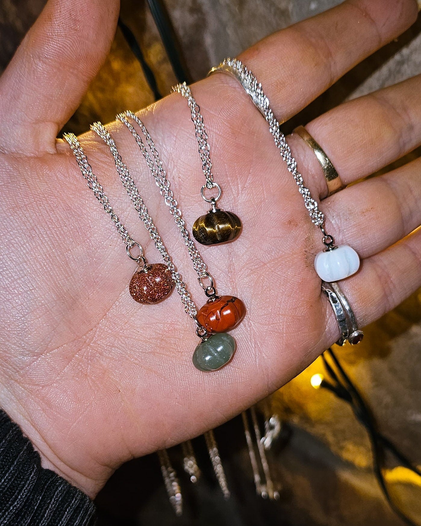 Autumnal Pumpkin Gemstone Necklace