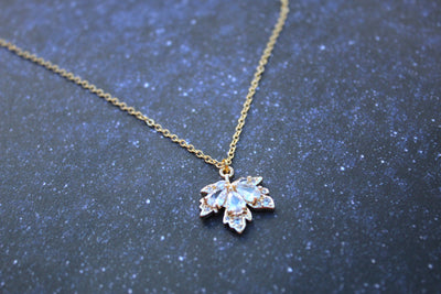 Crystal Clear Maple Leaf Necklace