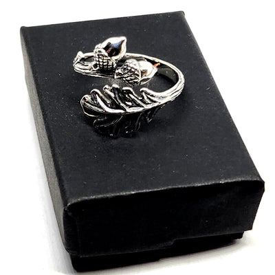 Oak Leaf Acorn Adjustable Sterling Silver Ring