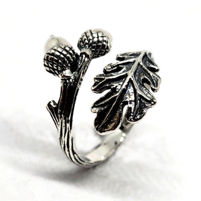 Oak Leaf Acorn Adjustable Sterling Silver Ring
