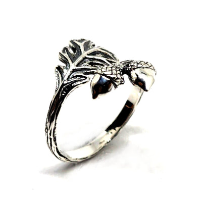 Oak Leaf Acorn Adjustable Sterling Silver Ring