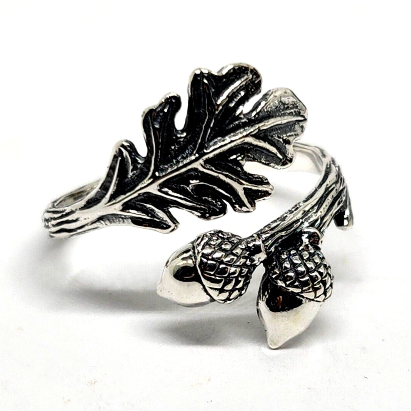 Oak Leaf Acorn Adjustable Sterling Silver Ring