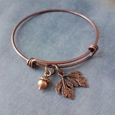 Oak Leaf Acorn Copper Bracelet