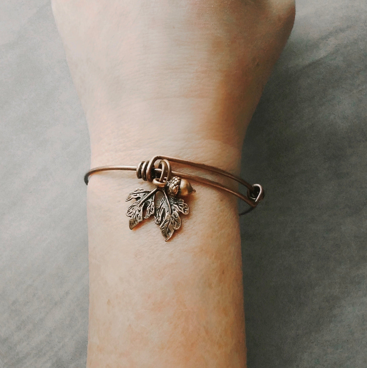 Oak Leaf Acorn Copper Bracelet