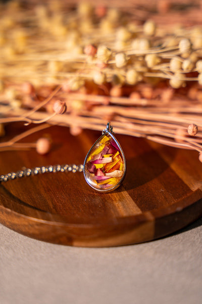 Autumn Necklace with Real Resin Petals
