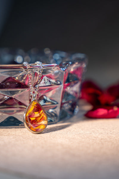 Autumn Necklace with Real Resin Petals