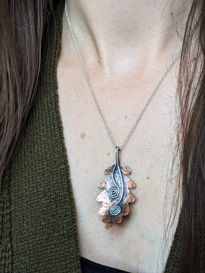 Handmade Copper Oak Leaf Necklace